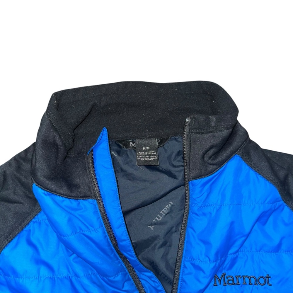 Marmot Jacket Blue Black Puffer Variant Quilted Outdoors Coat Fleece - Picture 4 of 4